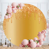 Aperturee - Bright Yellow Glitter Round Birthday Backdrop
